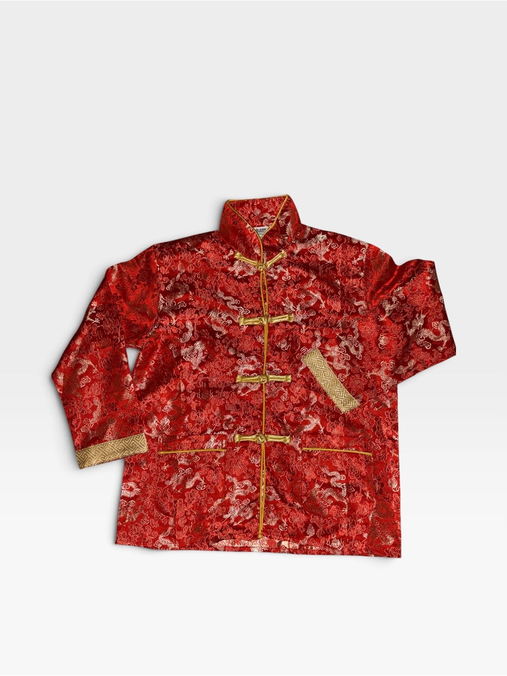 Red Traditional Dragon Kids Jacket with Gold Trim